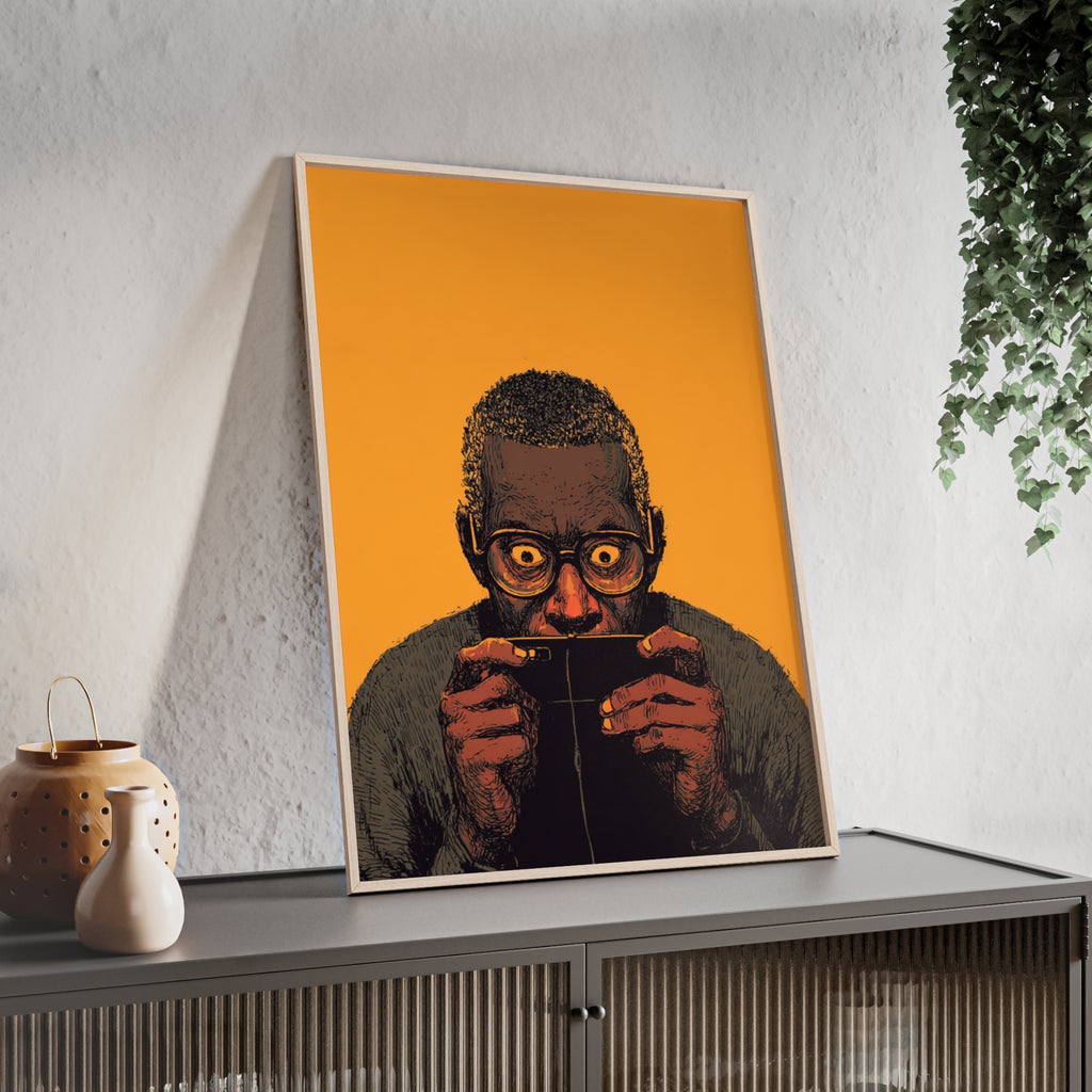 Comic Man Poster mit gelbem Hintergrund | Pop Art Wanddeko, Moderne Wandkunst, Street Art Style, Wanddeko Poster