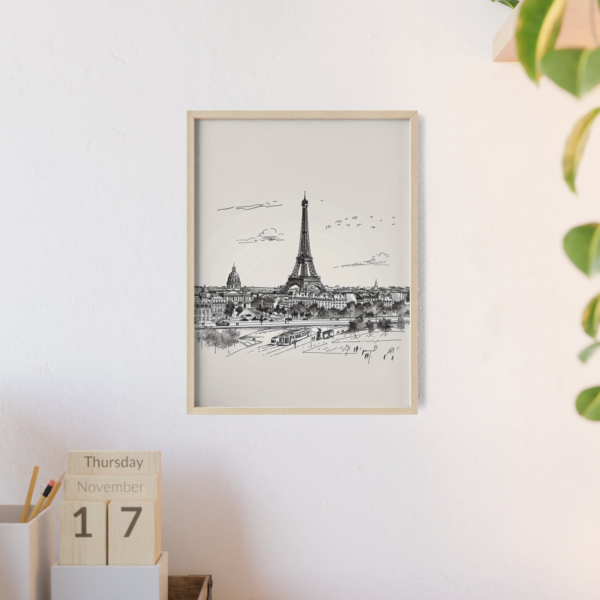 Eiffel Tower Framed Art, Elegant Wall Decor, Vintage Paris Print, Home Decoration, Gift for Travel Lovers, Romantic Room Artwork