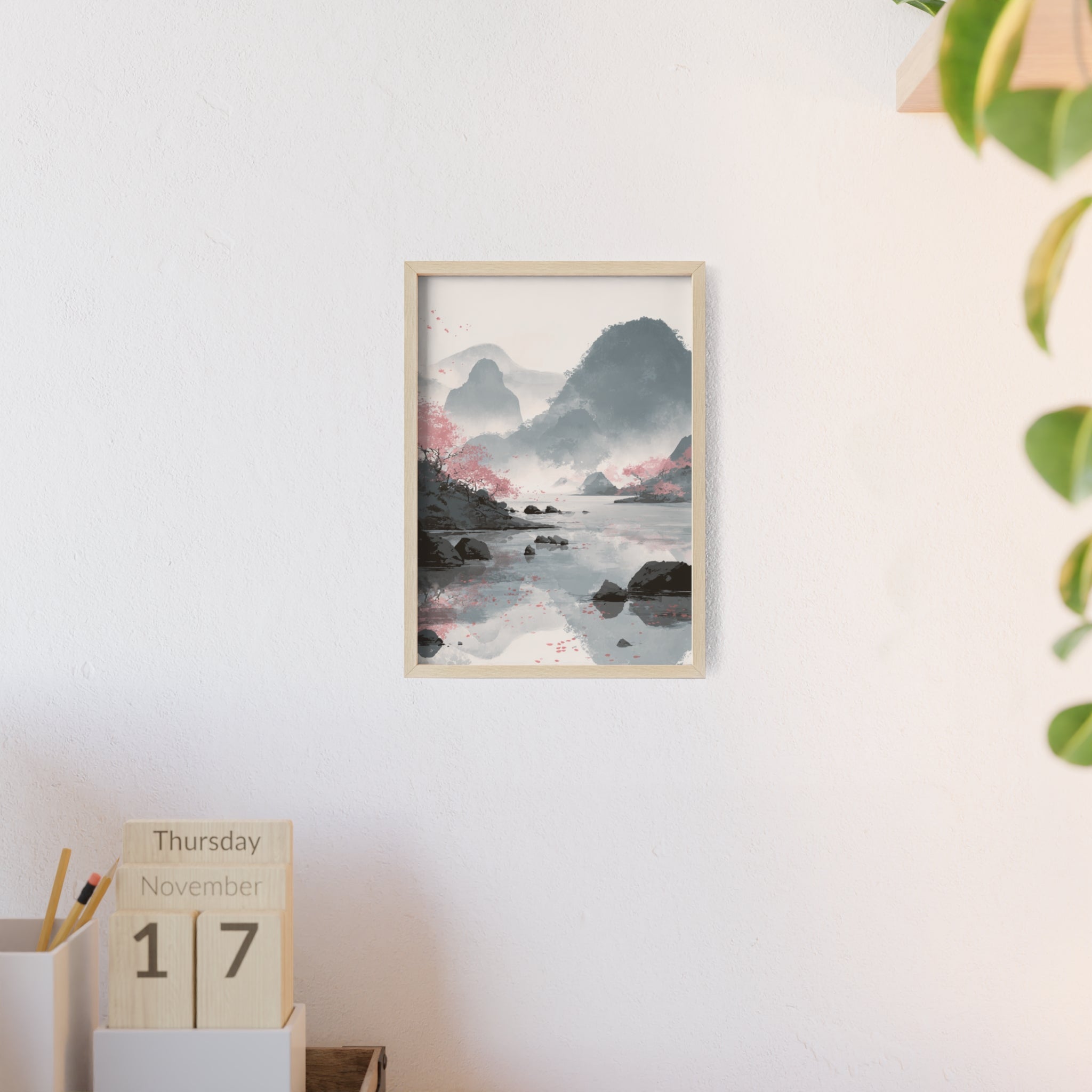 Magische Kirschblüten Landschaft Poster | Japanische Wanddeko, Kunstdruck für Wohnzimmer und Büro, Poster Wanddeko