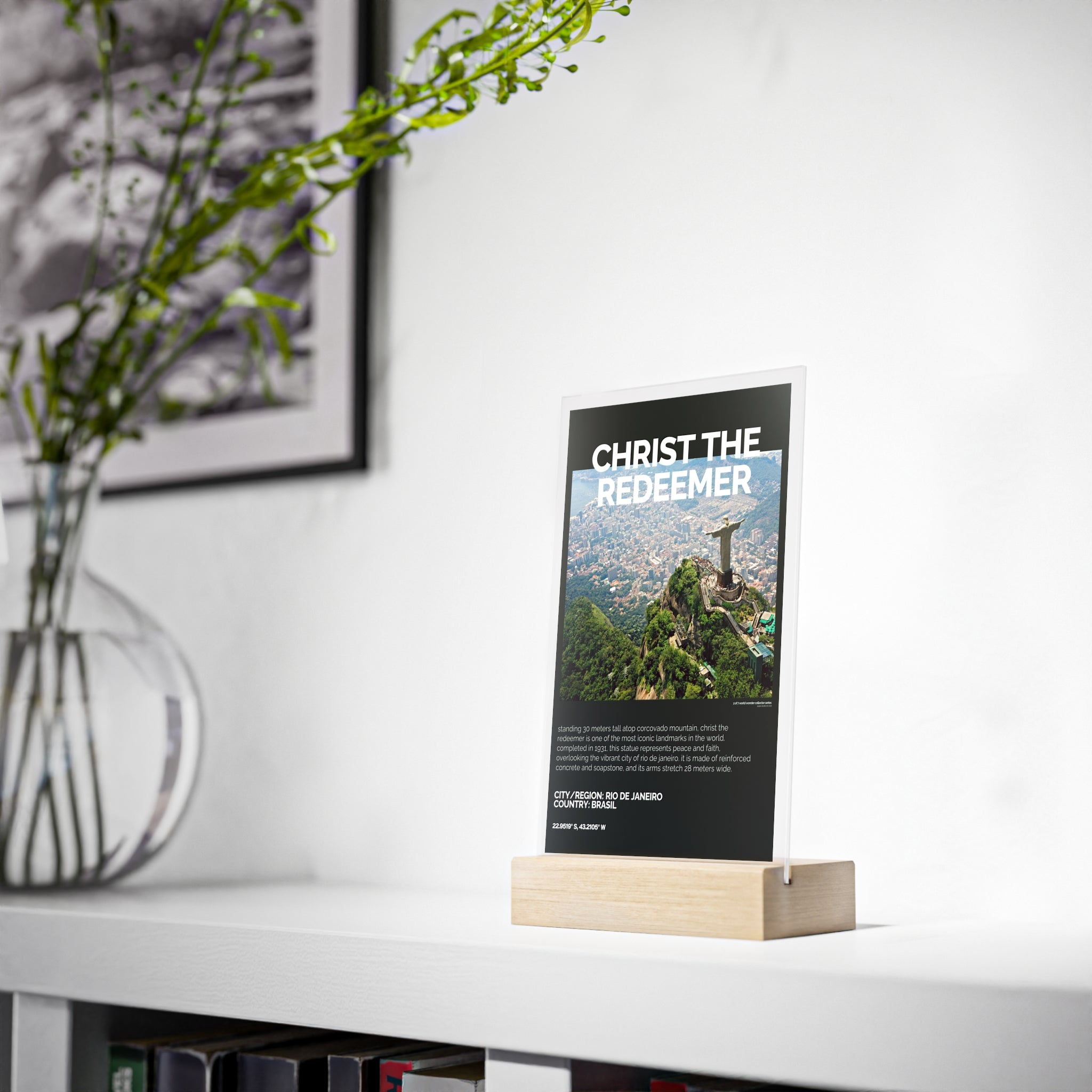 Cristo Redentor Acrylschild mit Holzständer | Sammlerstück & Geschenk - World Wonder Collector Series
