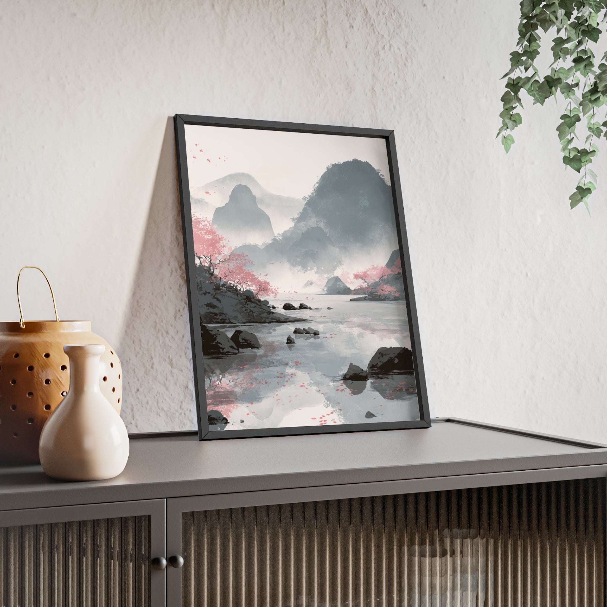 Magische Kirschblüten Landschaft Poster | Japanische Wanddeko, Kunstdruck für Wohnzimmer und Büro, Poster Wanddeko