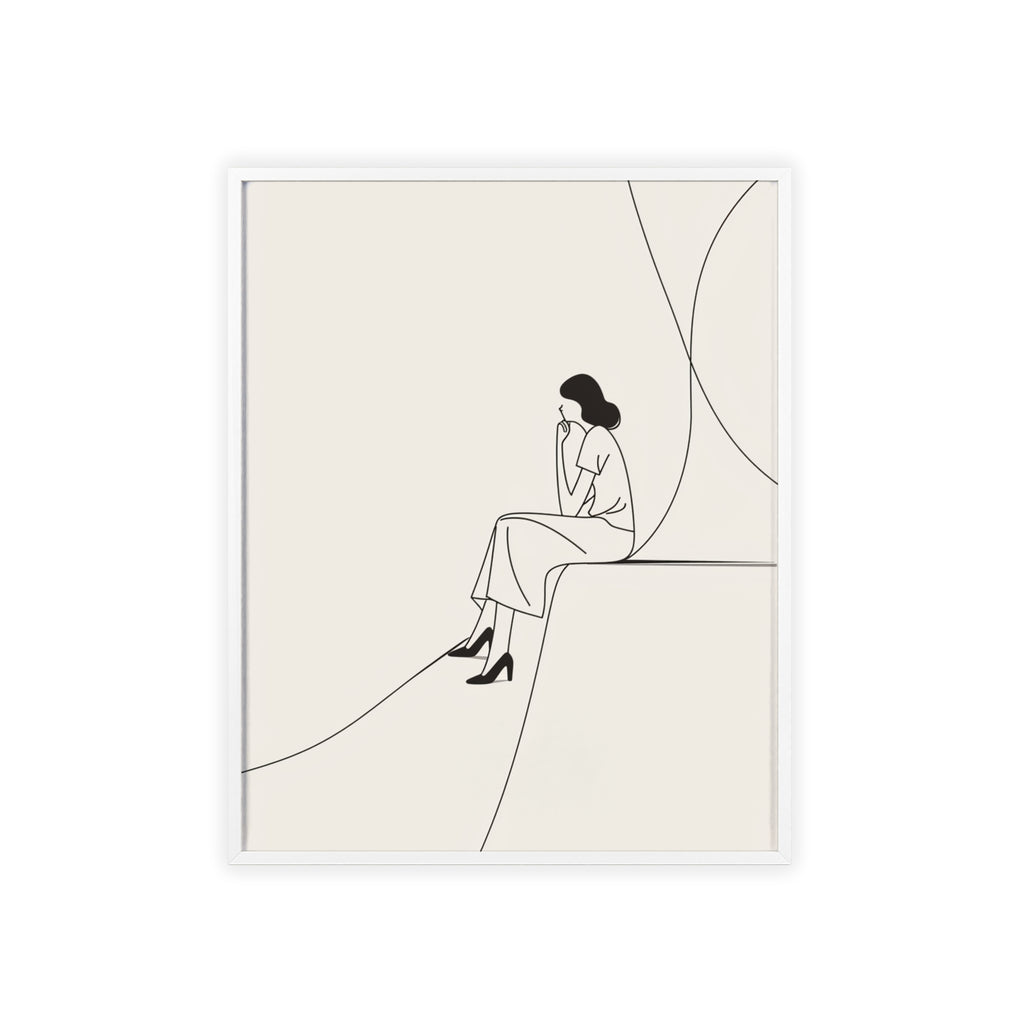 Minimalist Framed Art Print, Modern Wall Decor, Female Line Drawing, Elegant Home Art, Gift for Her