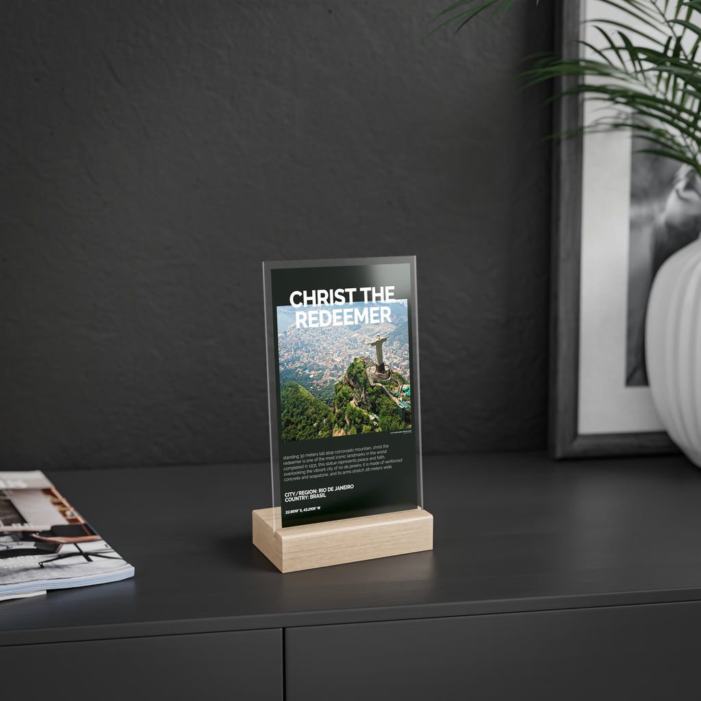 Cristo Redentor Acrylschild mit Holzständer | Sammlerstück & Geschenk - World Wonder Collector Series