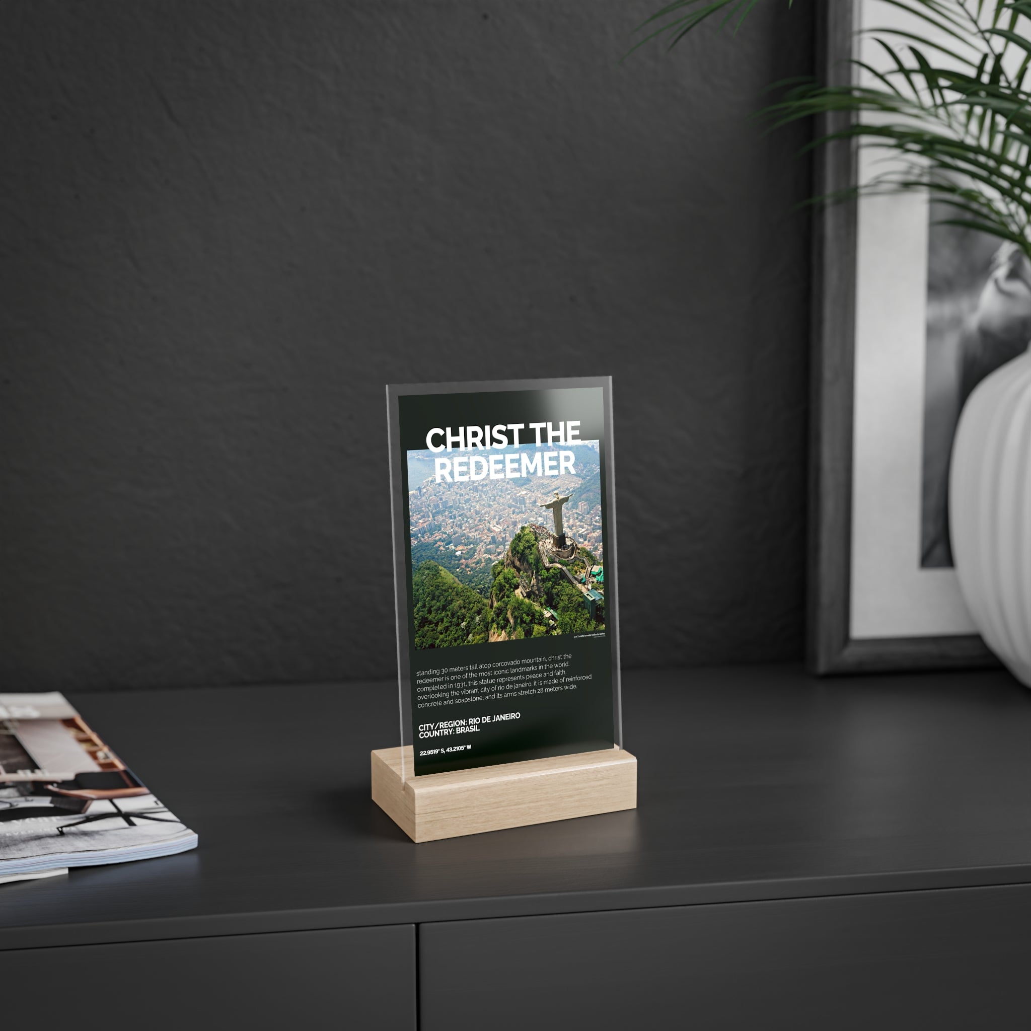 Cristo Redentor Acrylschild mit Holzständer | Sammlerstück & Geschenk - World Wonder Collector Series