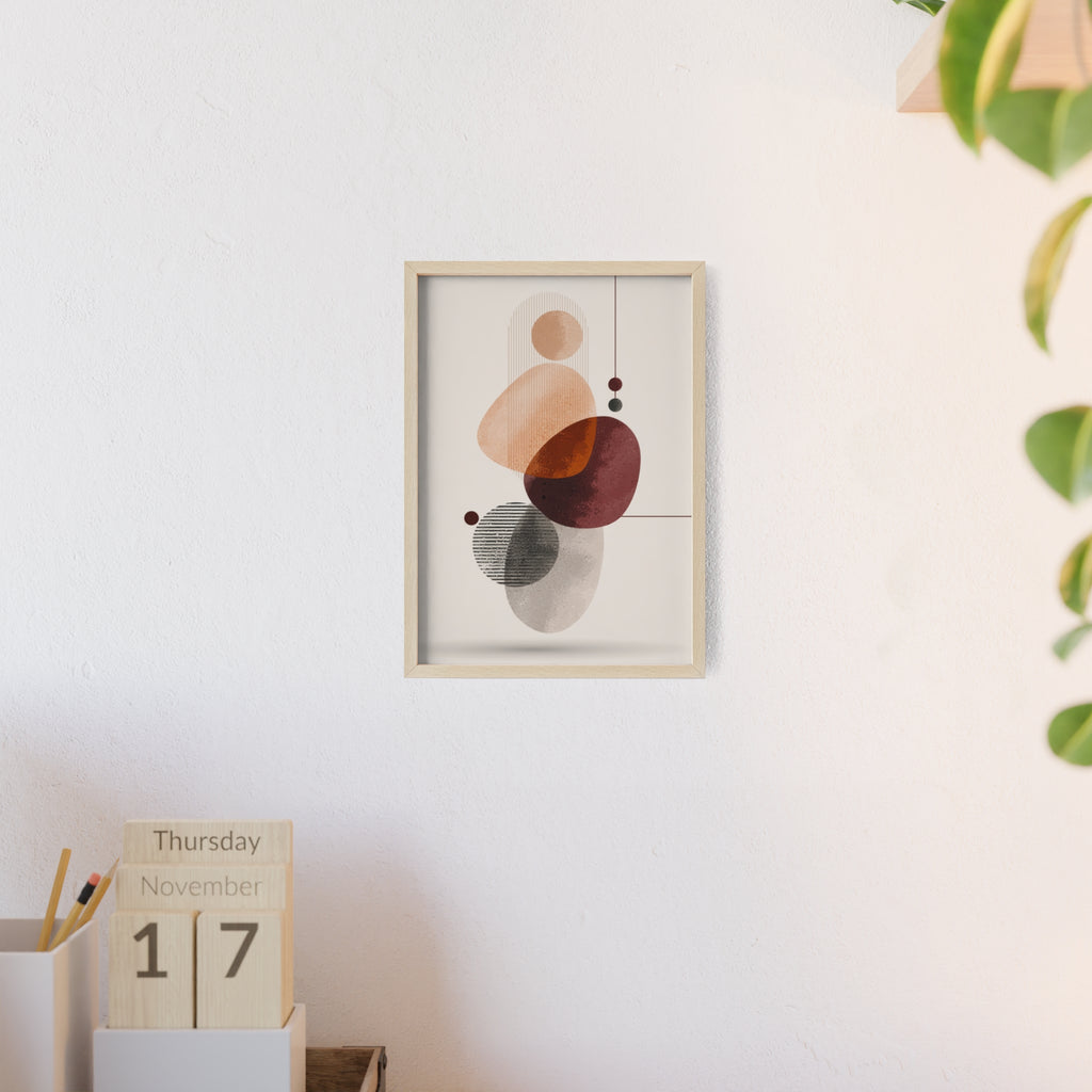 Modernes Abstraktes Kunstposter mit Holzrahmen | Boho Wanddeko | Minimalistische Wohnkultur | Galerie-Wandkunst | Einzigartiges Geschenk