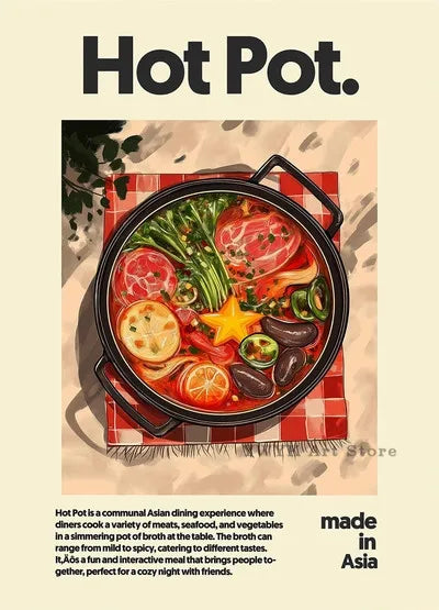 Asian Food Leinwandbild – Poster mit Ramen & Hot Pot für Wohnraumdeko