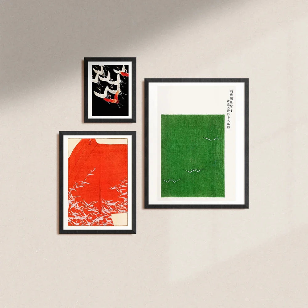 Klassische Retro Wandkunst – Japanischer Kranich Leinwandposter