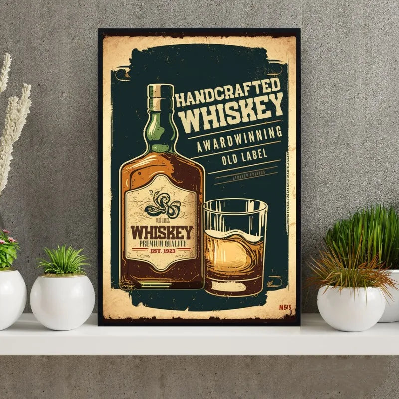 Retro Cocktail Poster – Martini, Bier & Whiskey Leinwandbild für Bar & Zuhause
