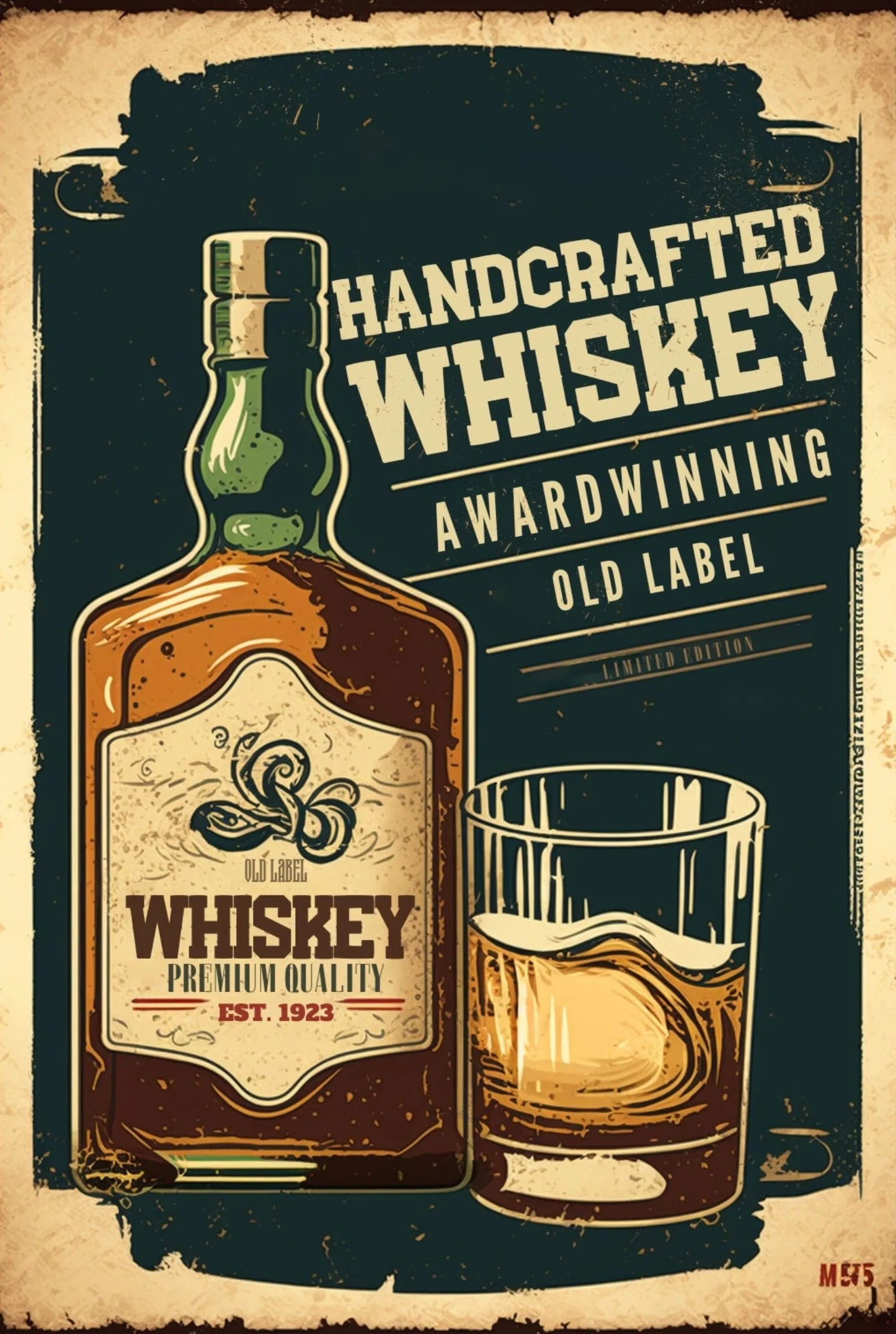 Retro Cocktail Poster – Martini, Bier & Whiskey Leinwandbild für Bar & Zuhause