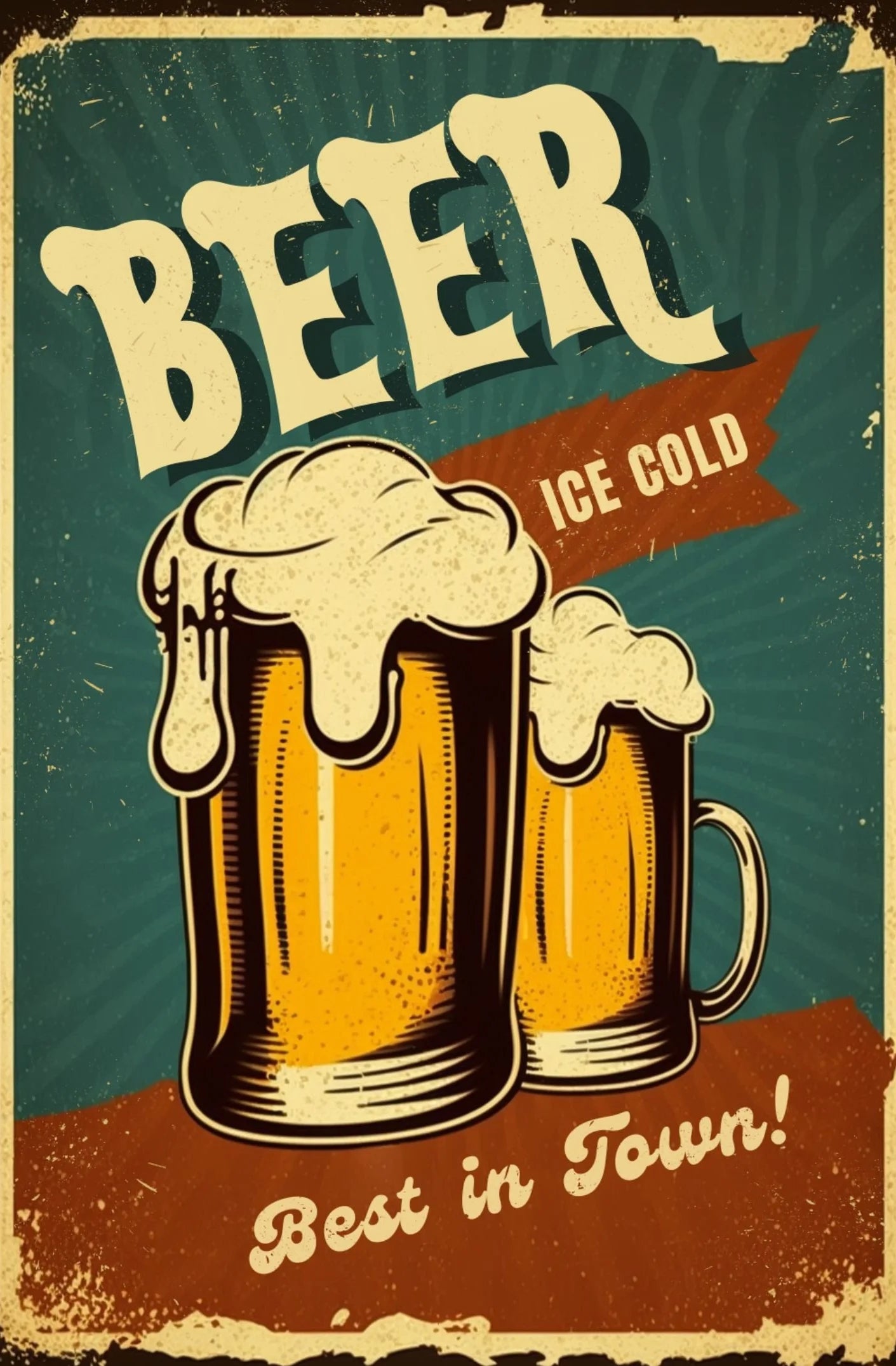 Retro Cocktail Poster – Martini, Bier & Whiskey Leinwandbild für Bar & Zuhause