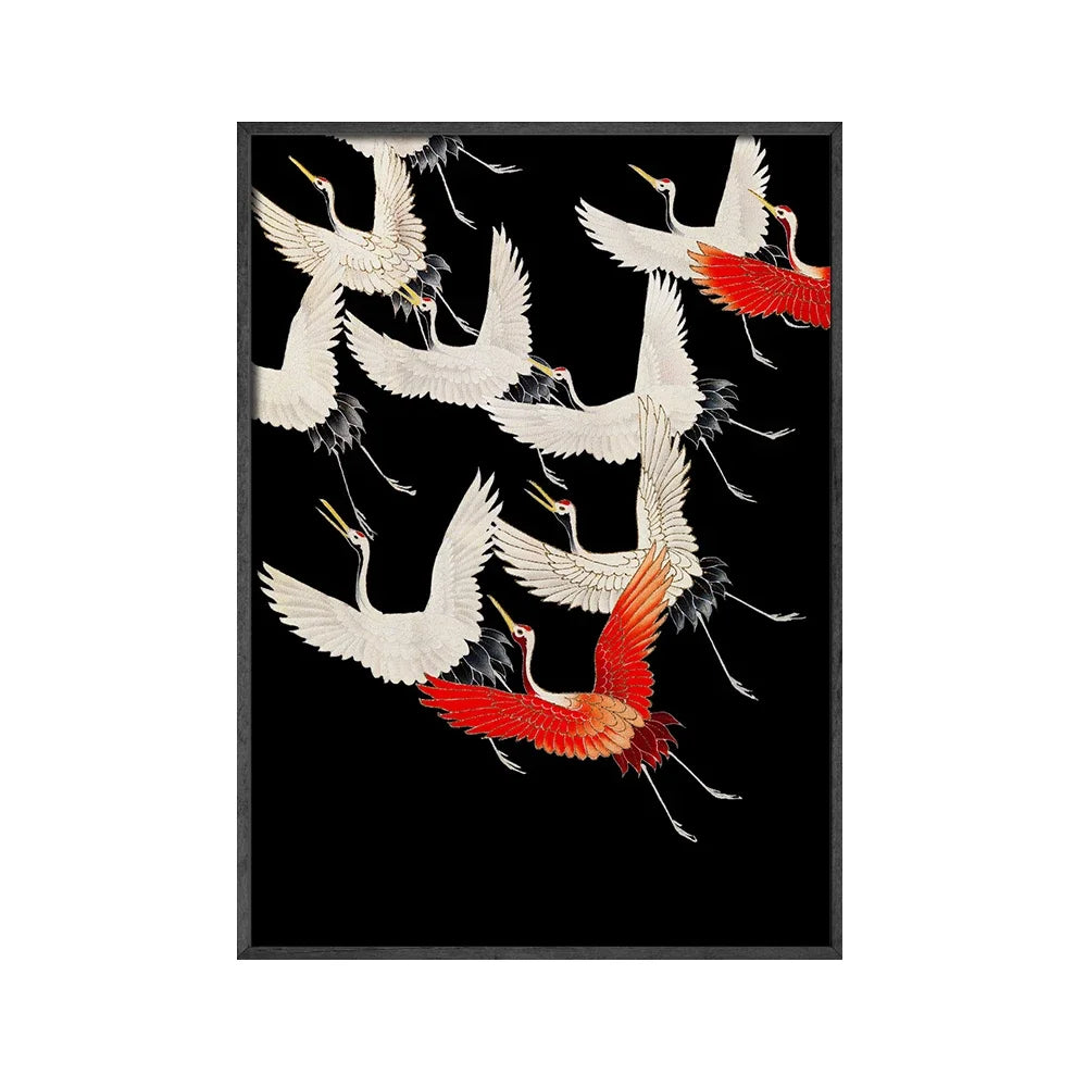 Klassische Retro Wandkunst – Japanischer Kranich Leinwandposter