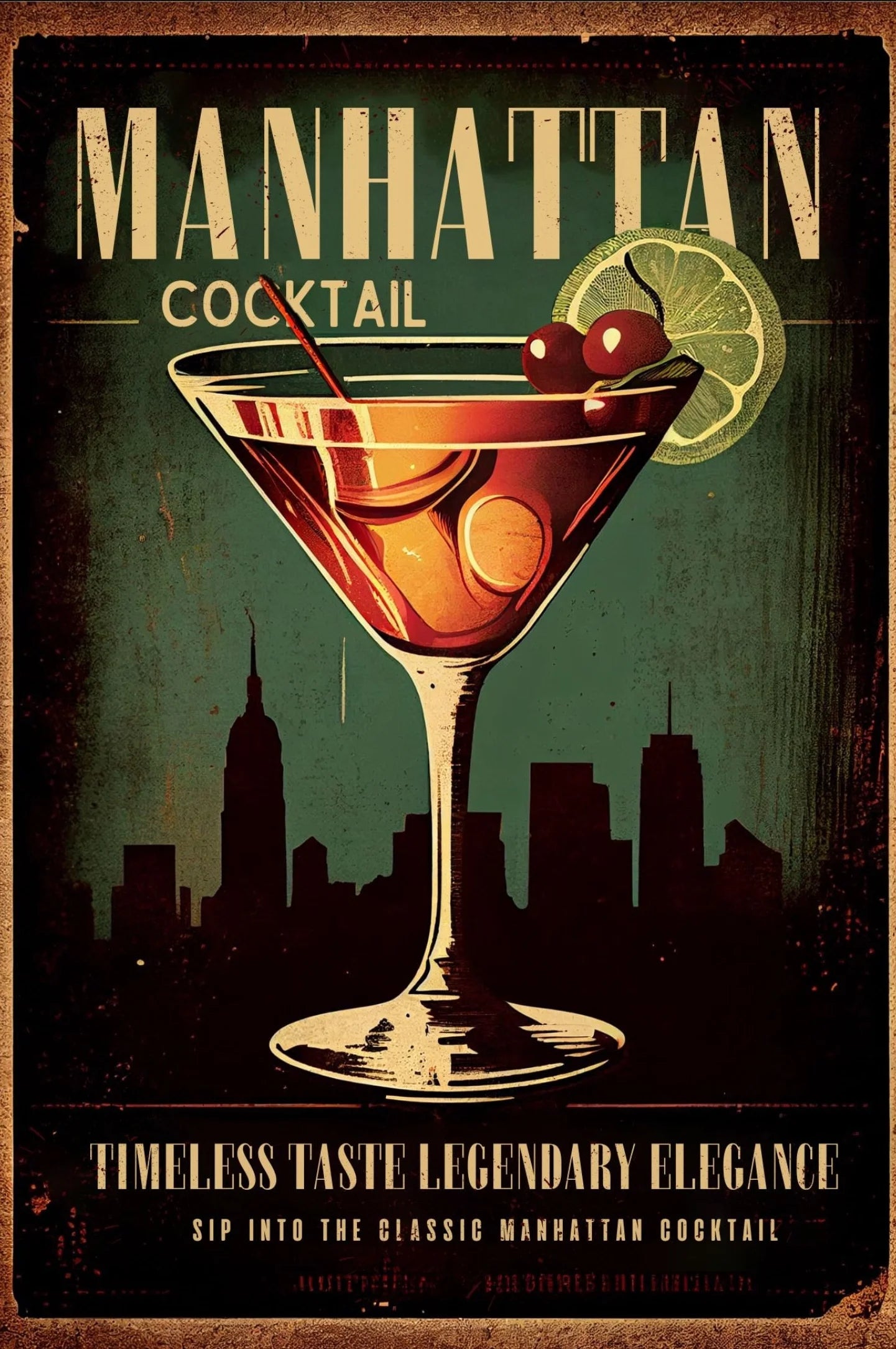 Retro Cocktail Poster – Martini, Bier & Whiskey Leinwandbild für Bar & Zuhause