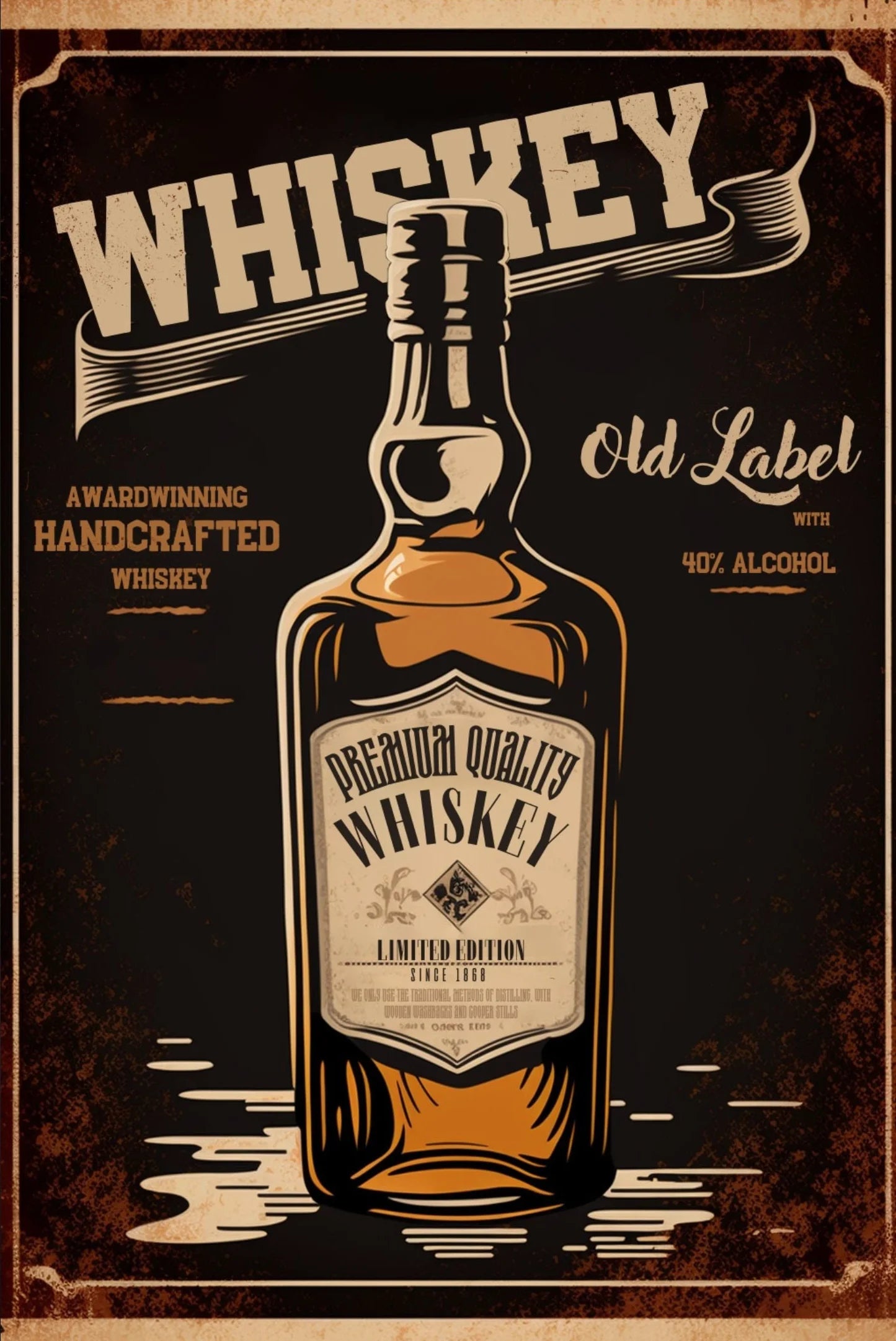 Retro Cocktail Poster – Martini, Bier & Whiskey Leinwandbild für Bar & Zuhause