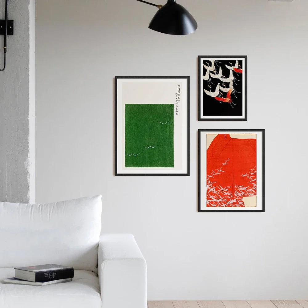 Klassische Retro Wandkunst – Japanischer Kranich Leinwandposter