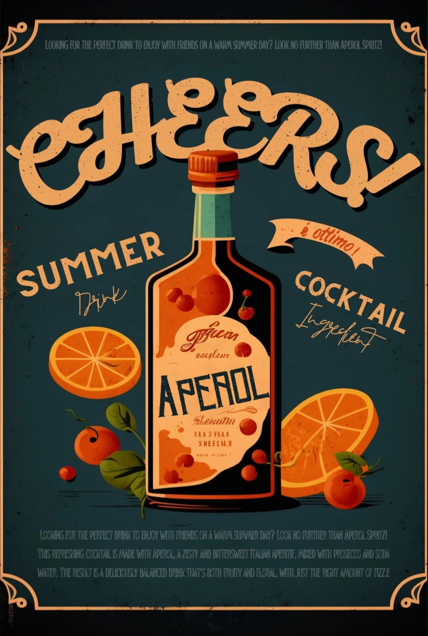 Retro Cocktail Poster – Martini, Bier & Whiskey Leinwandbild für Bar & Zuhause
